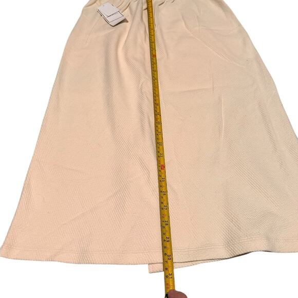 Rope Picnic Cotton Textured Midi Skirt, Ivory Cream Off-White Minimalist, 6 (38) - Picture 5 of 7